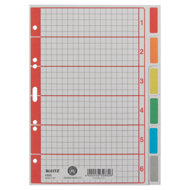 Leitz Kartonregister DIN A5 6Blatt blanko grau